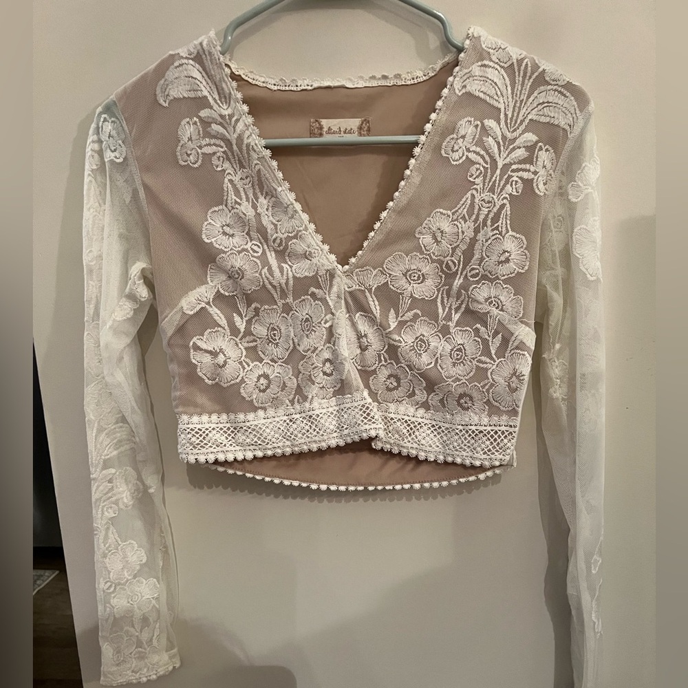 Elegant Lace V-Neck Crop Top